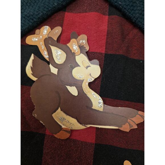 11 Vintage Die Cut Christmas Decorations W Bristle Santa Reindee Snowman 1970s - Picture 9 of 10